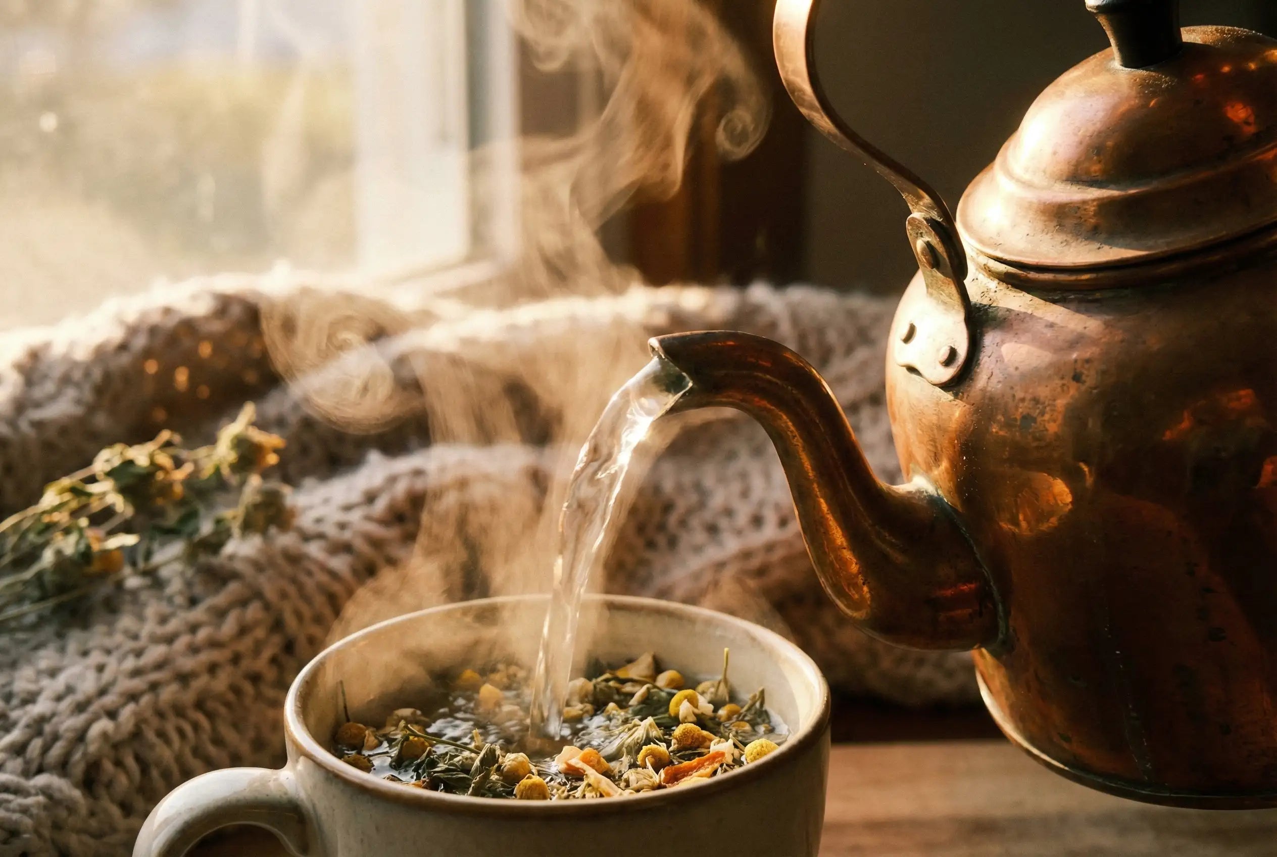 Teapot and a cup of Hot Winter Tea