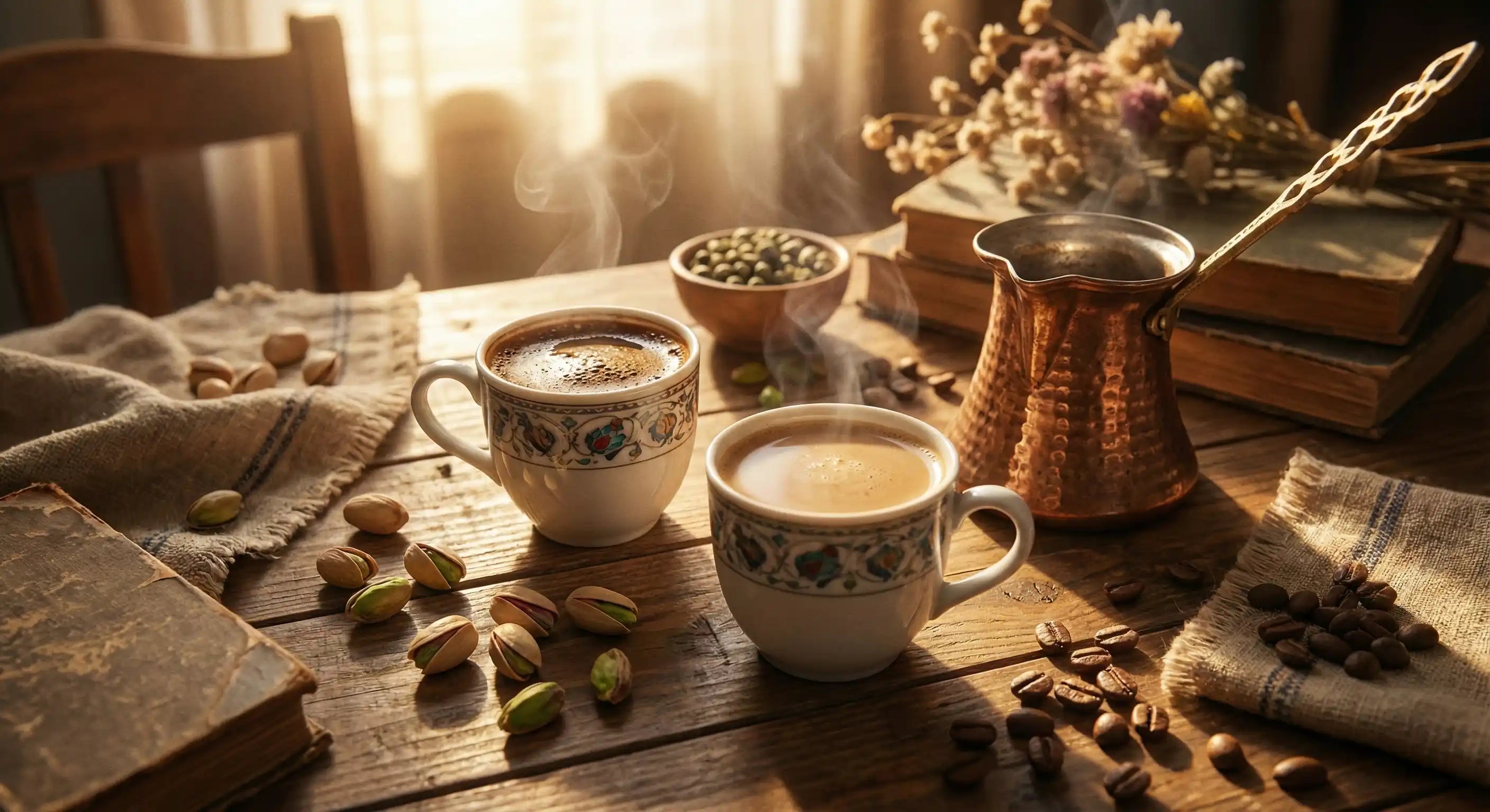 two-cup-of-turkish-coffee-and-coffee-pot