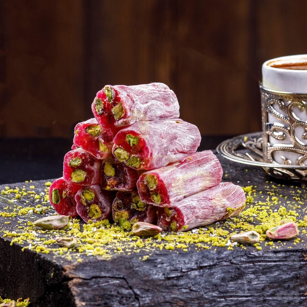 Çift Antep Fıstıklı Nar Aromalı Lokum - Heybe27